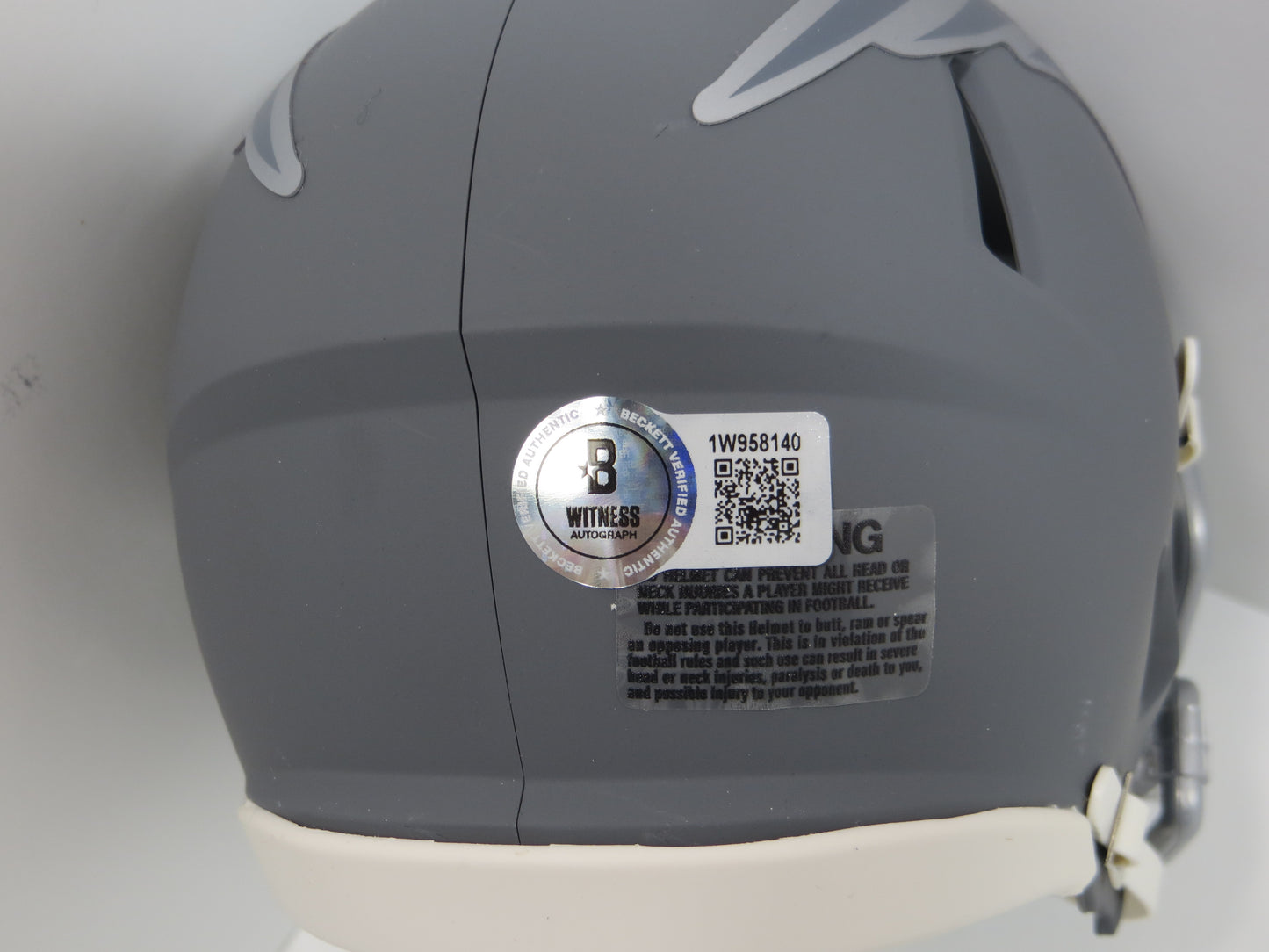 TY LAW NEW ENGLAND PATRIOTS SIGNED SLATE Mini Helmet BAS COA