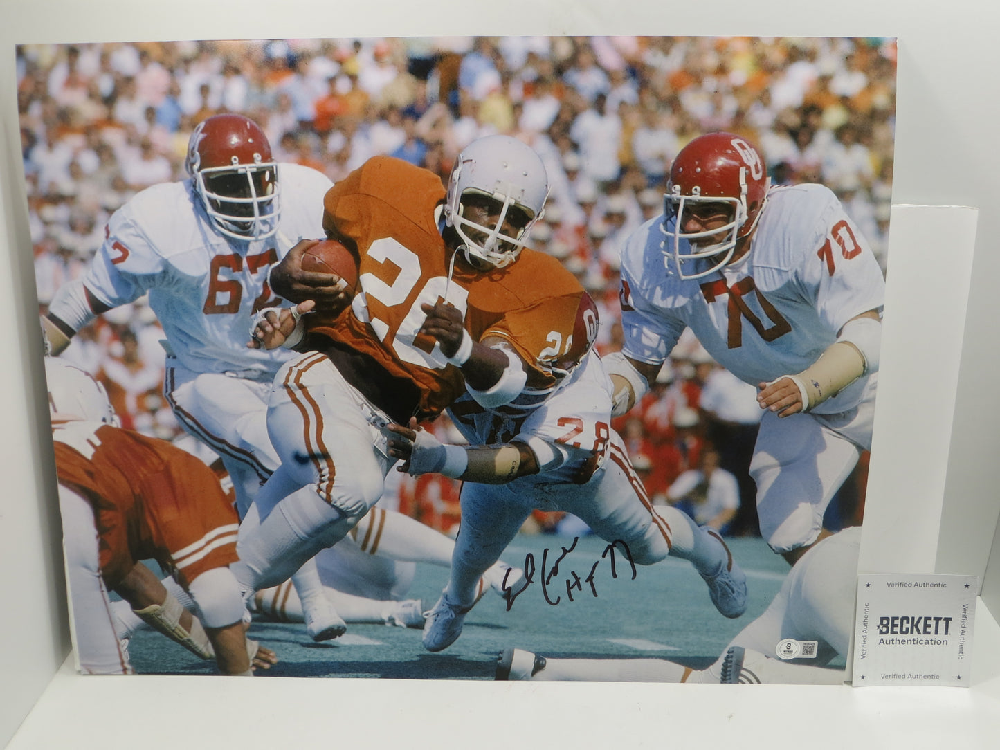 EARL CAMPBELL Texas Longhorns SIGNED 16x20 PHOTO w/HT 77 Houston Oilers BAS