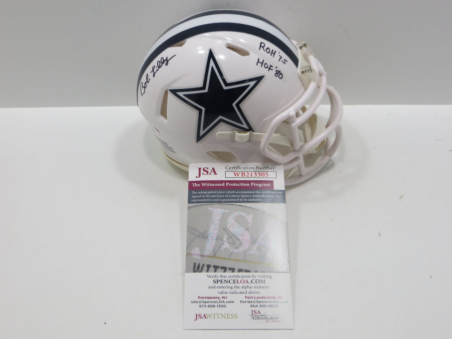 BOB LILLY SIGNED DALLAS COWBOYS RIDDELL MINI Alt HELMET w/2 INSCs JSA COA