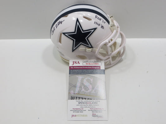 BOB LILLY SIGNED DALLAS COWBOYS RIDDELL MINI Alt HELMET w/2 INSCs JSA COA