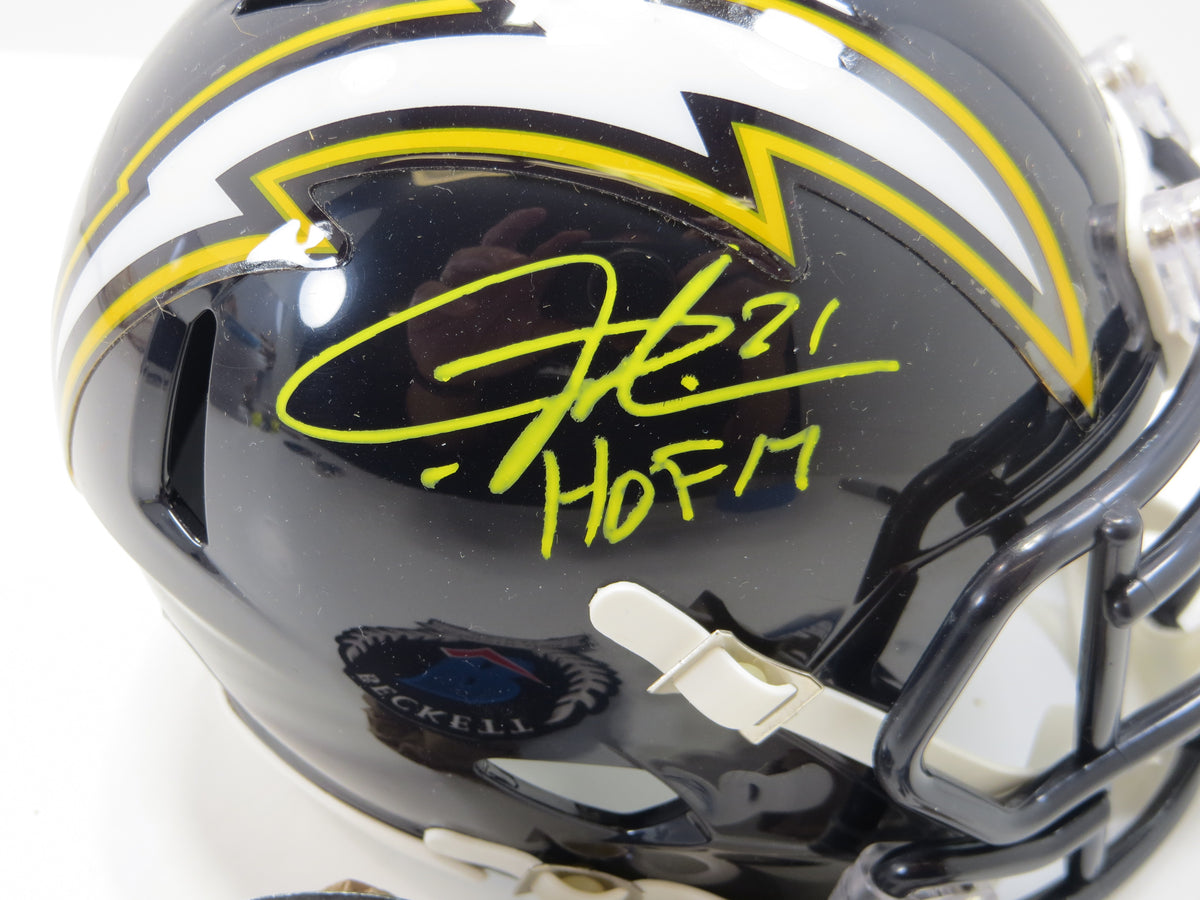 LaDAINIAN TOMLINSON CHARGERS SIGNED Throwback MINI HELMET wHOF17 TCU BAS