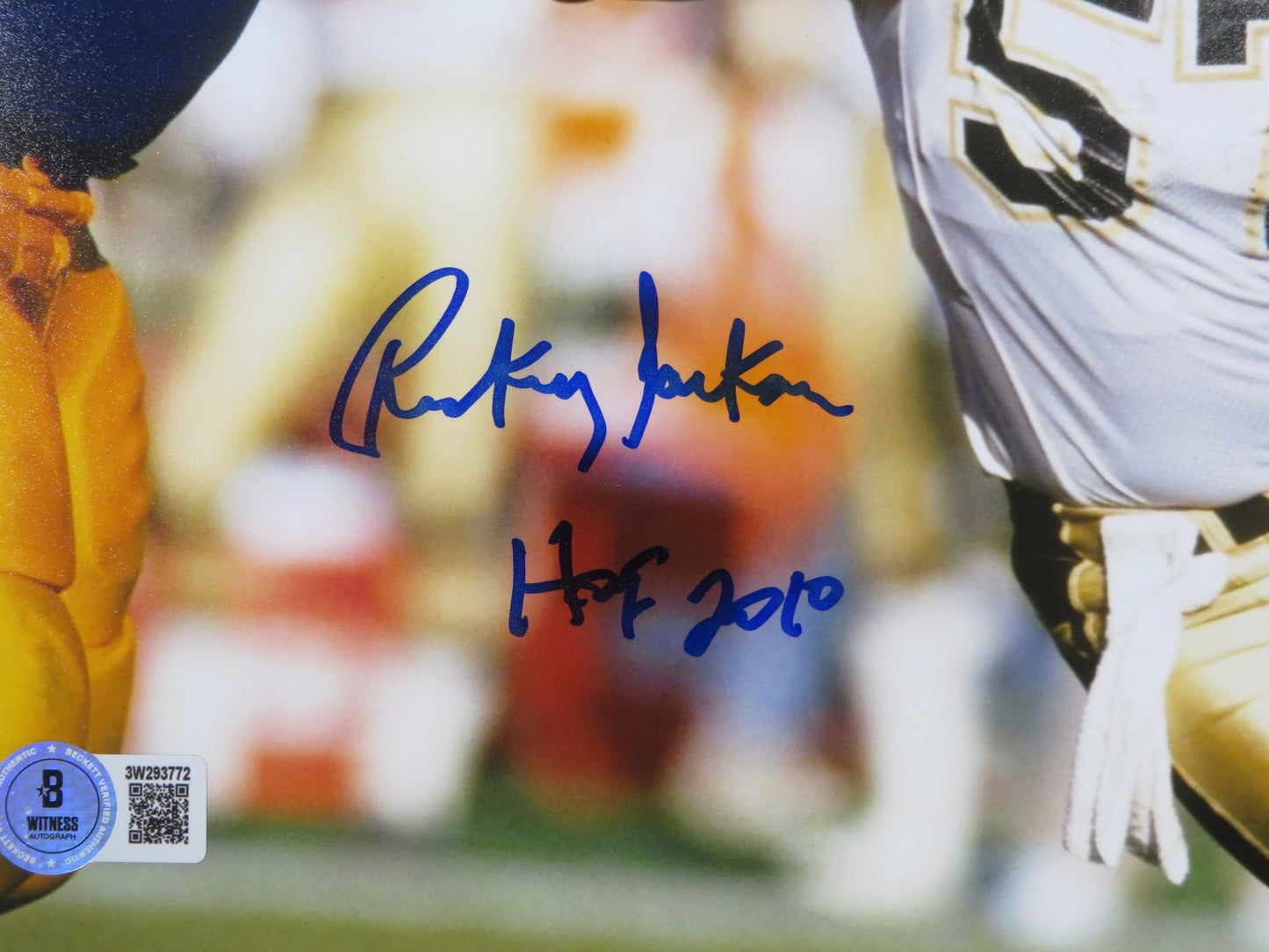 RICKEY JACKSON NEW ORLEANS SAINTS SIGNED 8x10 PHOTO v RAMS w/HOF2010 BAS