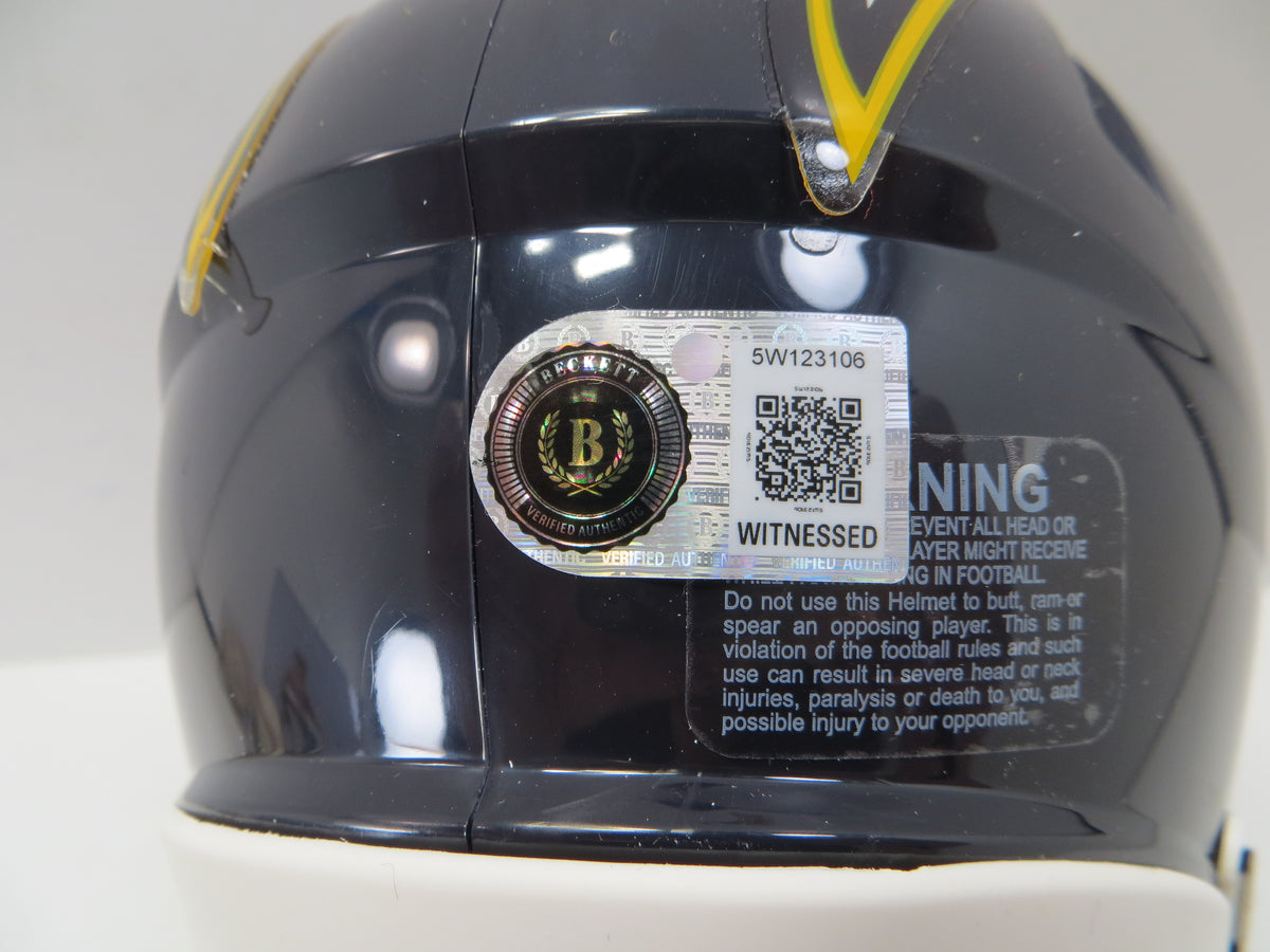 LaDAINIAN TOMLINSON CHARGERS SIGNED Throwback MINI HELMET wHOF17 TCU BAS
