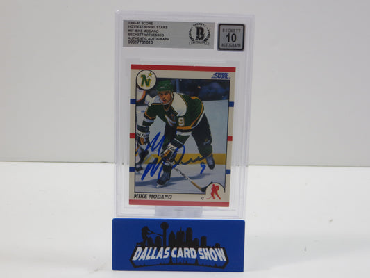 MIKE MODANO SIGNED 1990-91 Score Hottest/Rising Stars #97 BAS BGS Auto 10 Dallas