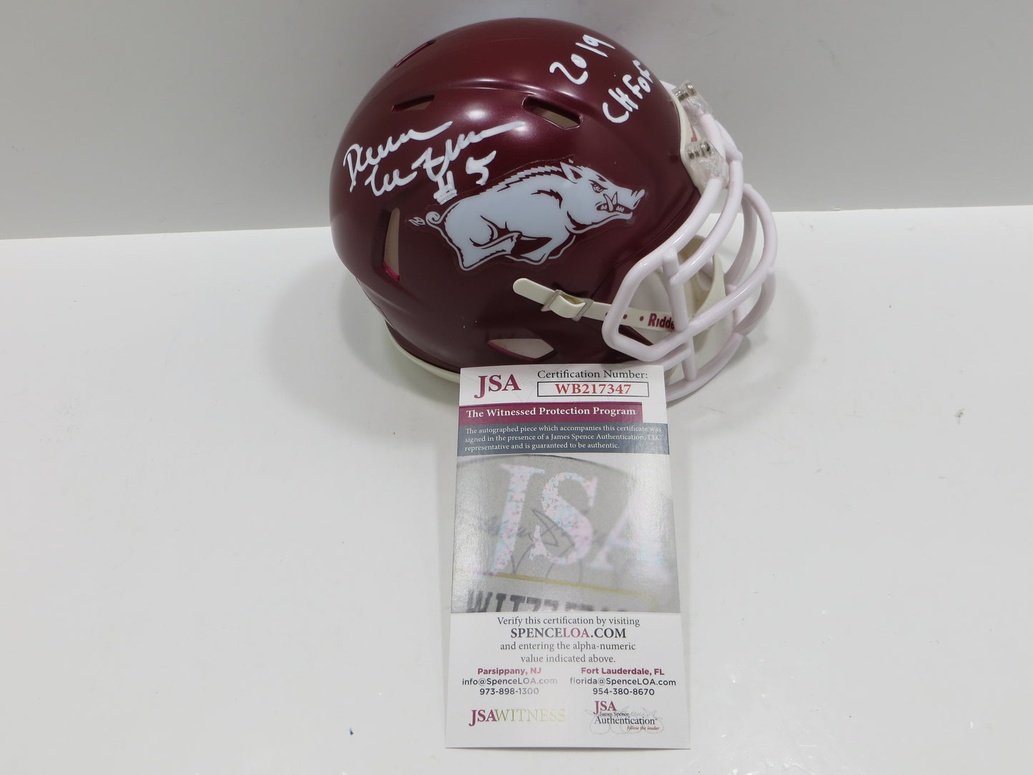 DARREN McFADDEN SIGNED ARKANSAS RAZORBACKS Riddell MINI HELMET wCHFOF BAS
