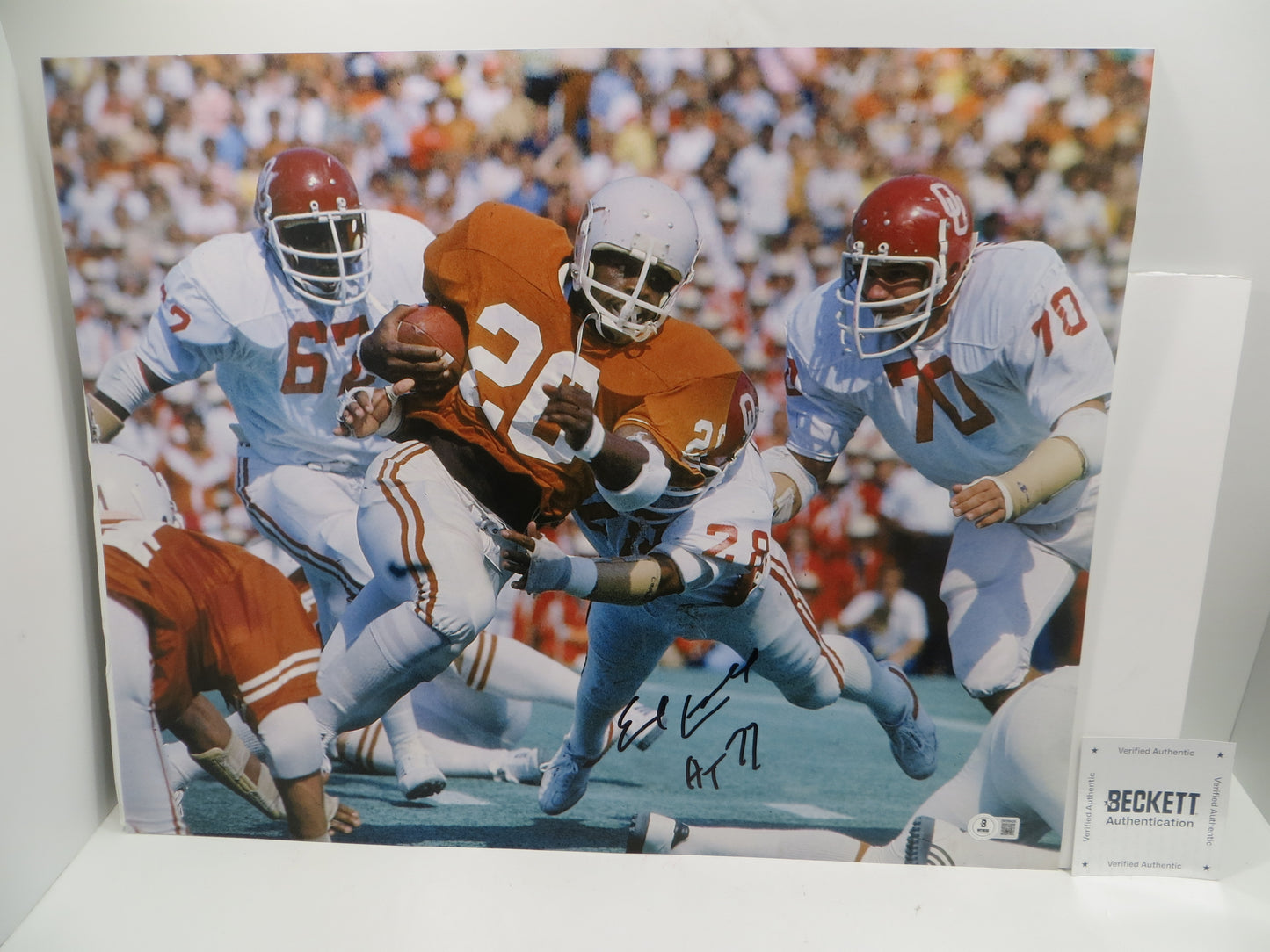 EARL CAMPBELL Texas Longhorns SIGNED 16x20 PHOTO w/HT 77 Houston Oilers BAS