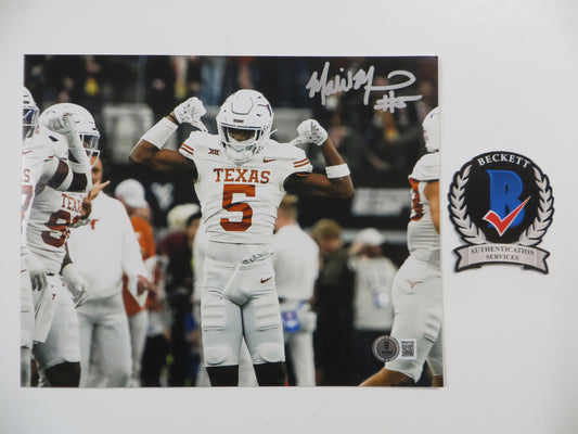 MALIK MUHAMMAD Texas Longhorns White Jersey SIGNED 8x10 PHOTO BAS COA