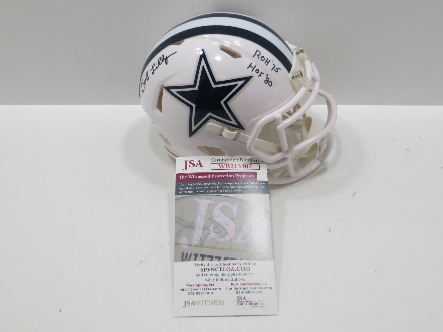 BOB LILLY SIGNED DALLAS COWBOYS RIDDELL MINI Alt HELMET w/2 INSCs JSA COA