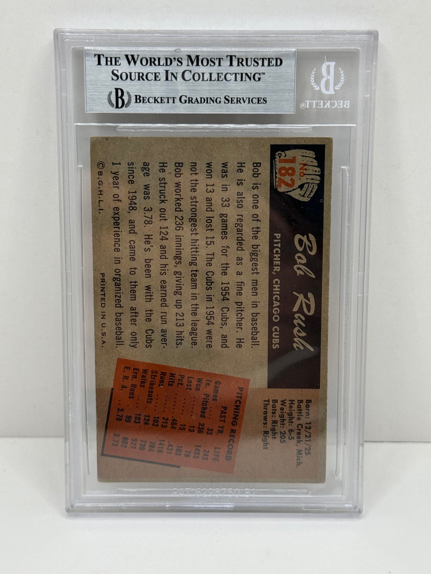 1955 Bowman Bob Rush #182 Auto Beckett Authentic Deceased in 2011