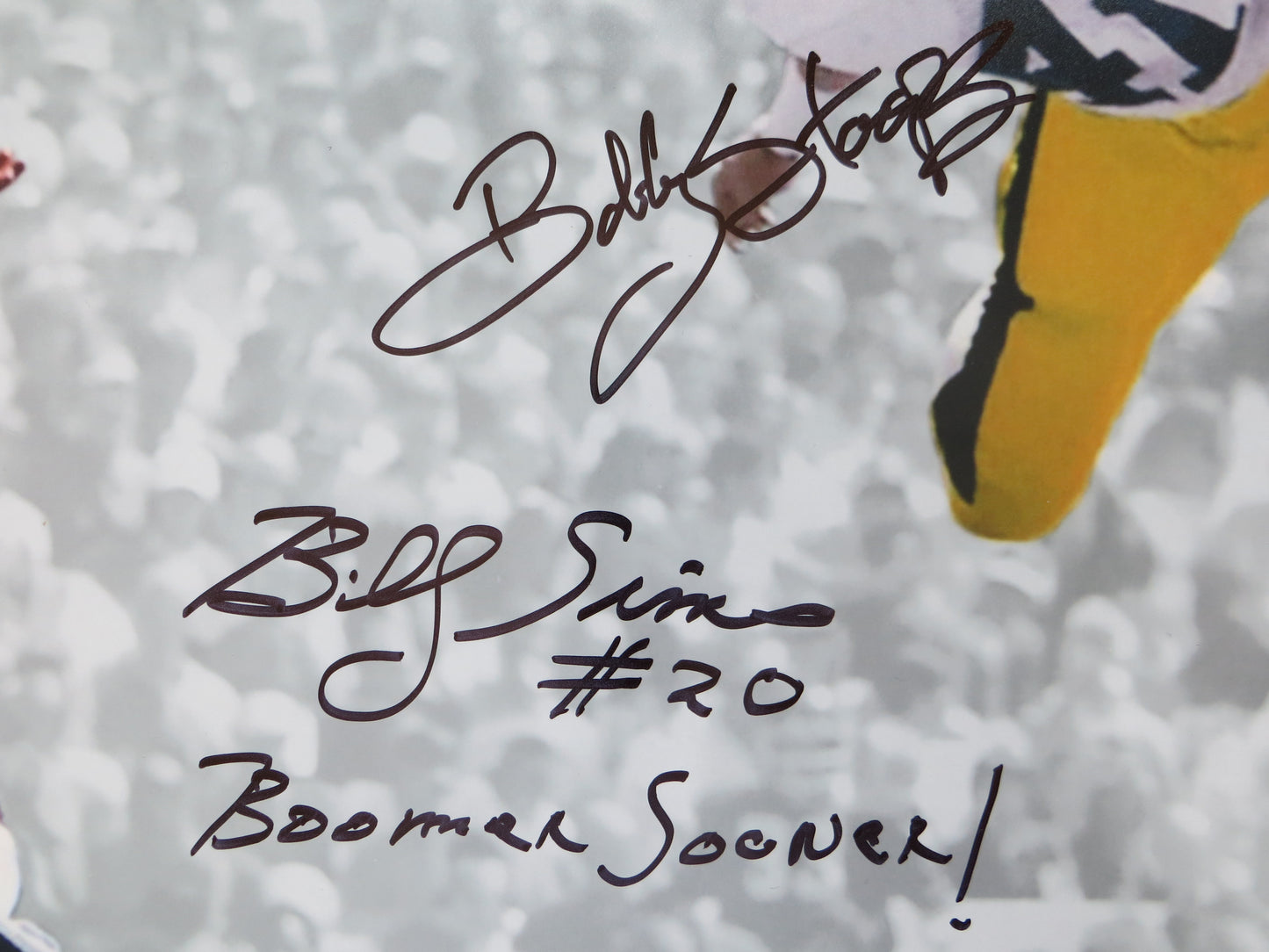 BOB STOOPS BILLY SIMS OU SOONERS IOWA SIGNED 16x20 PHOTO BAS COA