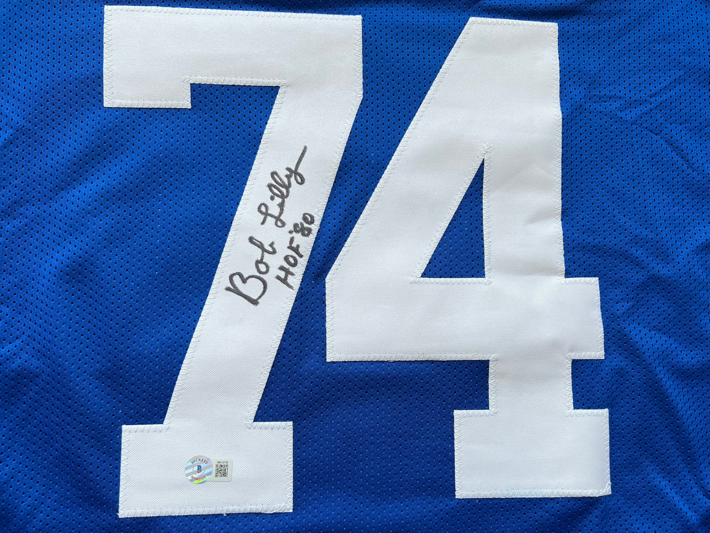 BOB LILLY SIGNED BLUE JERSEY Size 3XL Dallas Cowboys w/HOF 80 BAS COA