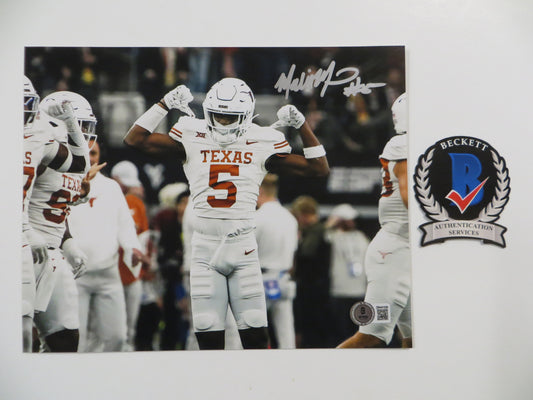 MALIK MUHAMMAD Texas Longhorns White Jersey SIGNED 8x10 PHOTO BAS COA
