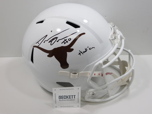 DeMARVION OVERSHOWN SIGNED TEXAS UT LONGHORNS FULLSIZE HELMET w/Hook BAS