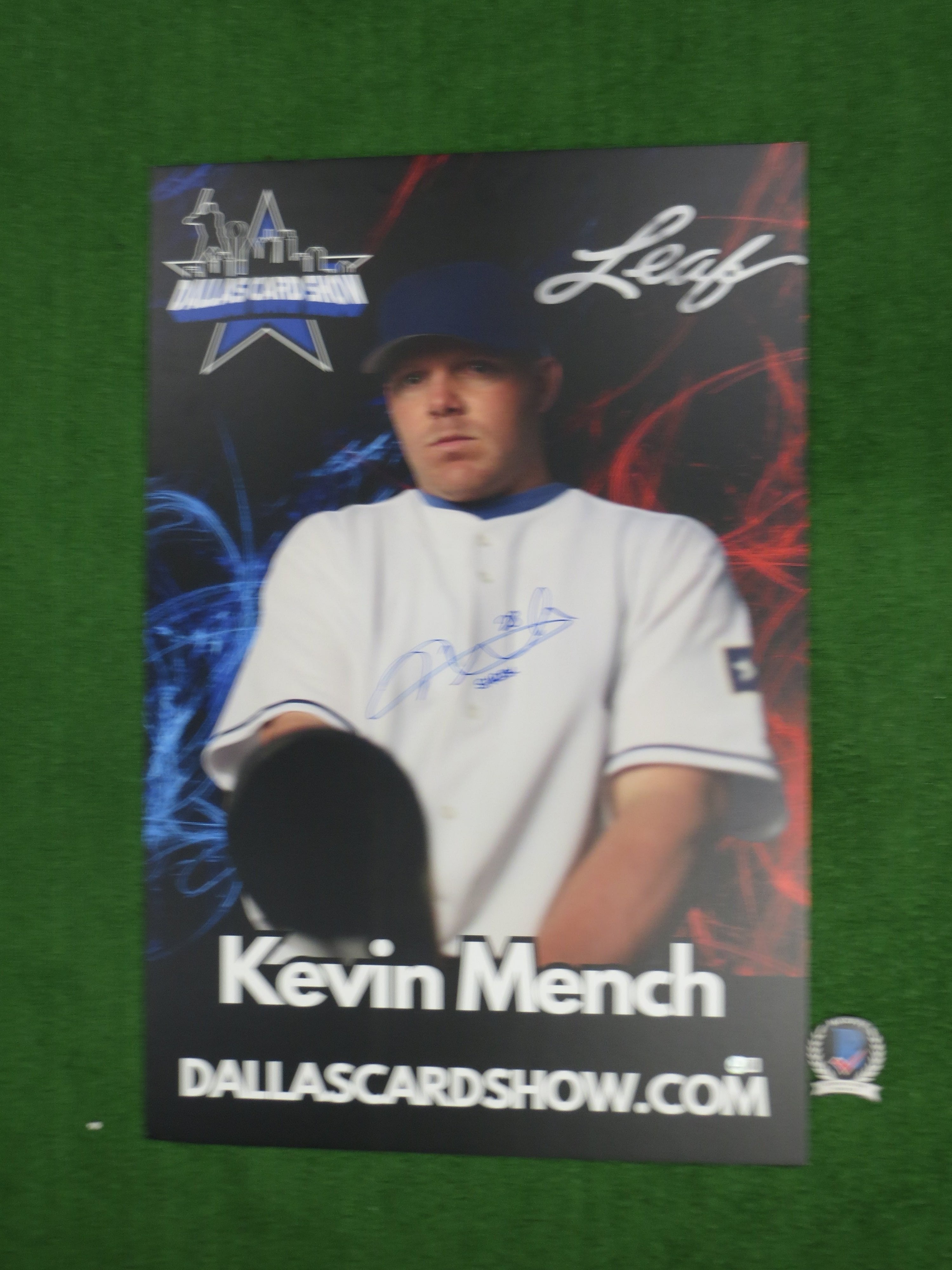 KEVIN MENCH TEXAS RANGERS SIGNED 24x36 Dallas Card Show FOAM BOARD BAS