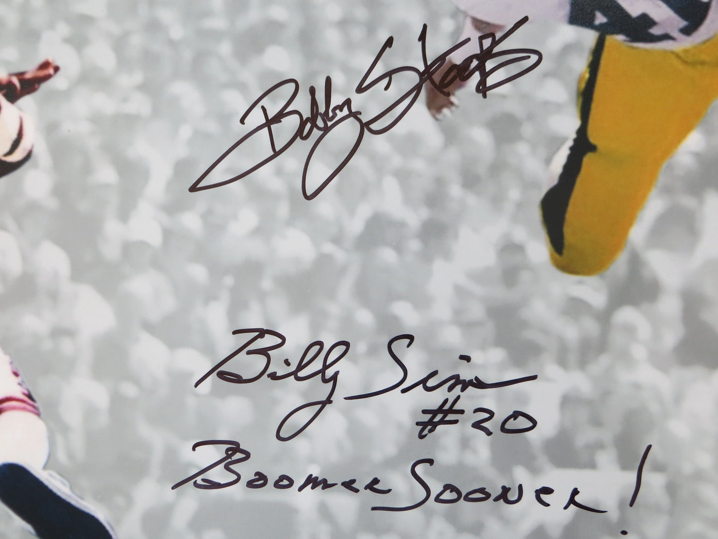 BOB STOOPS BILLY SIMS OU SOONERS IOWA SIGNED 16x20 PHOTO BAS COA