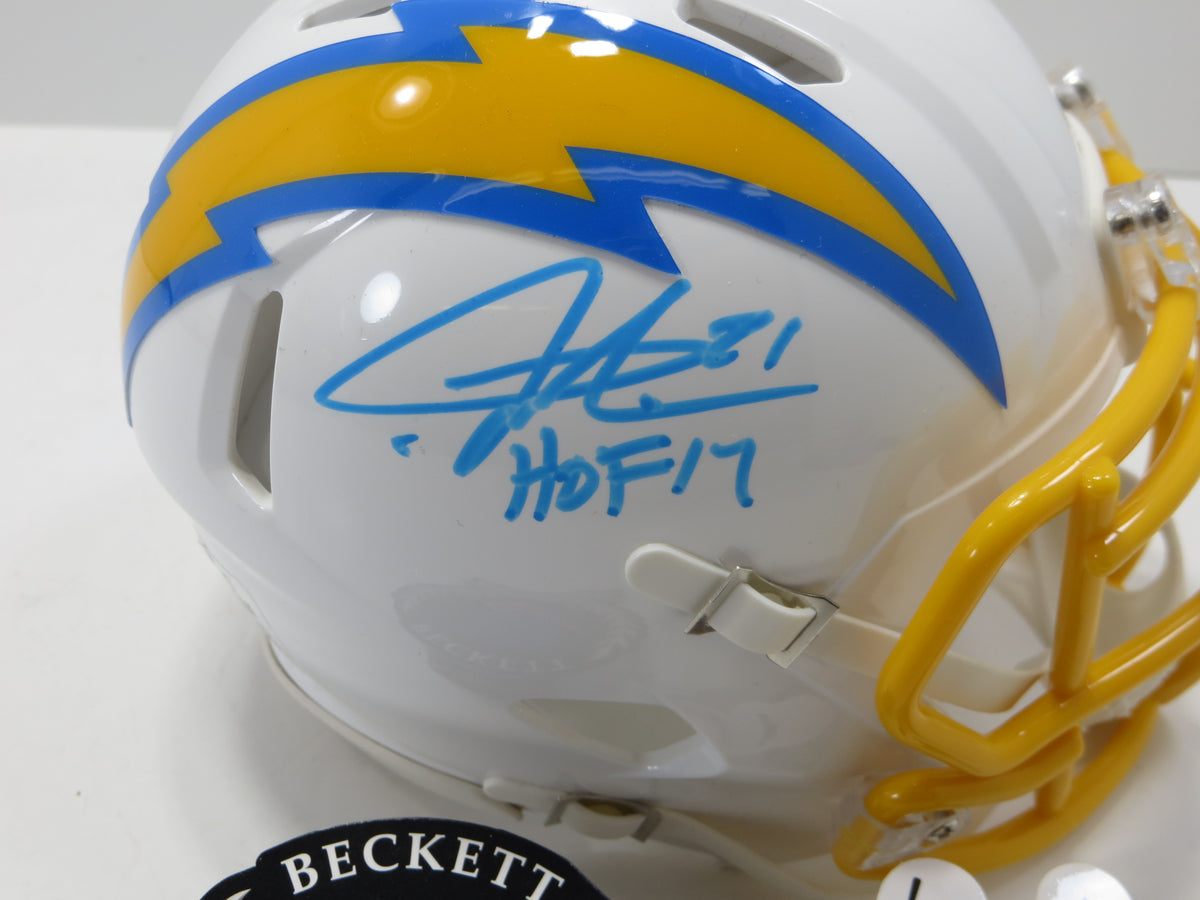 LaDAINIAN TOMLINSON CHARGERS SIGNED Powder Blue MINI HELMET wHOF17 TCU BAS