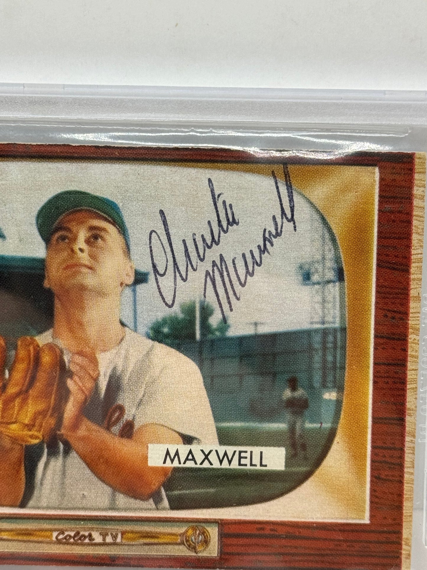 1955 Bowman Charlie Maxwell #162 Auto Beckett Authentic Not Deceased