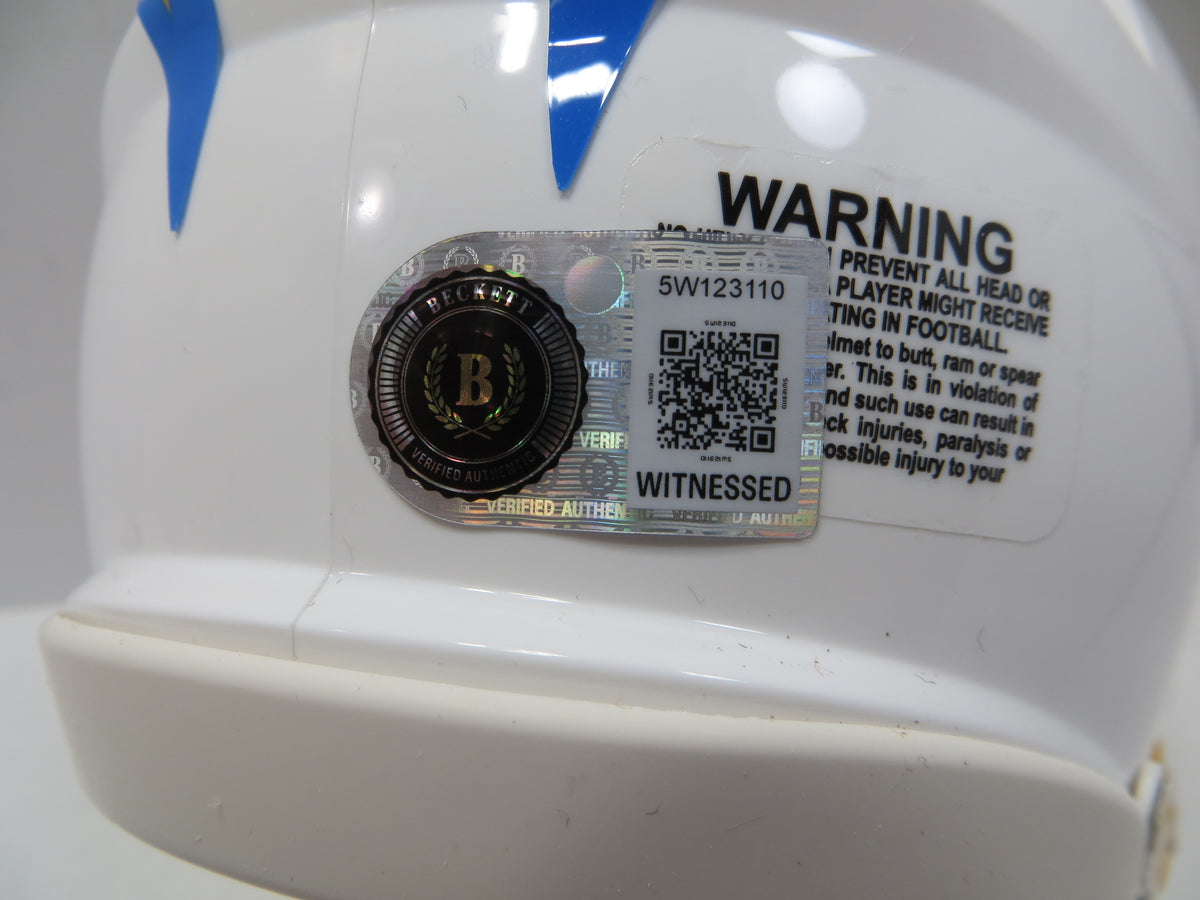 LaDAINIAN TOMLINSON CHARGERS SIGNED Powder Blue MINI HELMET wHOF17 TCU BAS