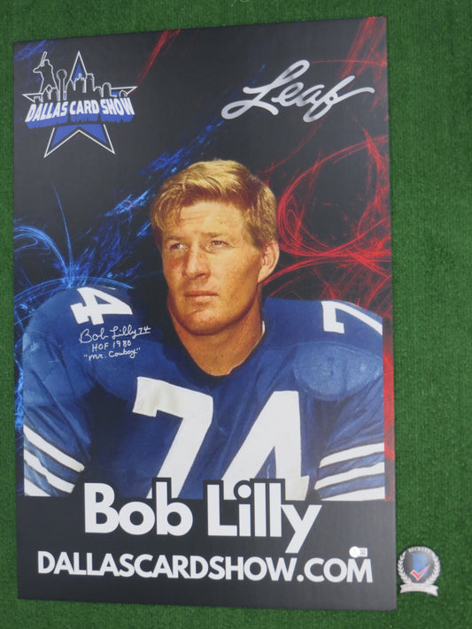 BOB LILLY DALLAS COWBOYS SIGNED 24x26 Dallas Card Show FOAM BOARD w/INSC BAS