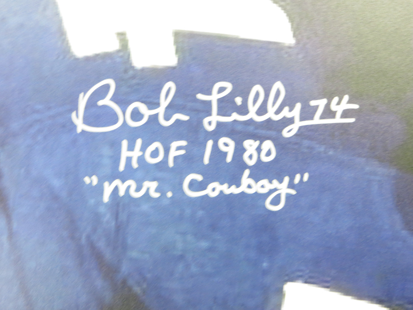 BOB LILLY DALLAS COWBOYS SIGNED 24x26 Dallas Card Show FOAM BOARD w/INSC BAS