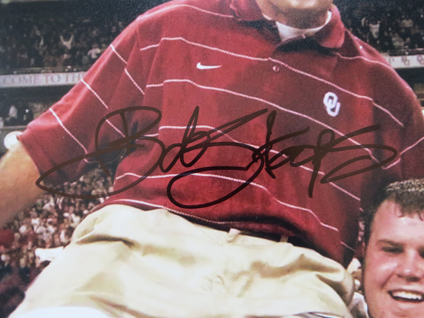 BARRY SWITZER BOB STOOPS OKLAHOMA OU SOONERS SIGNED COACHES 16x20 Champs BAS
