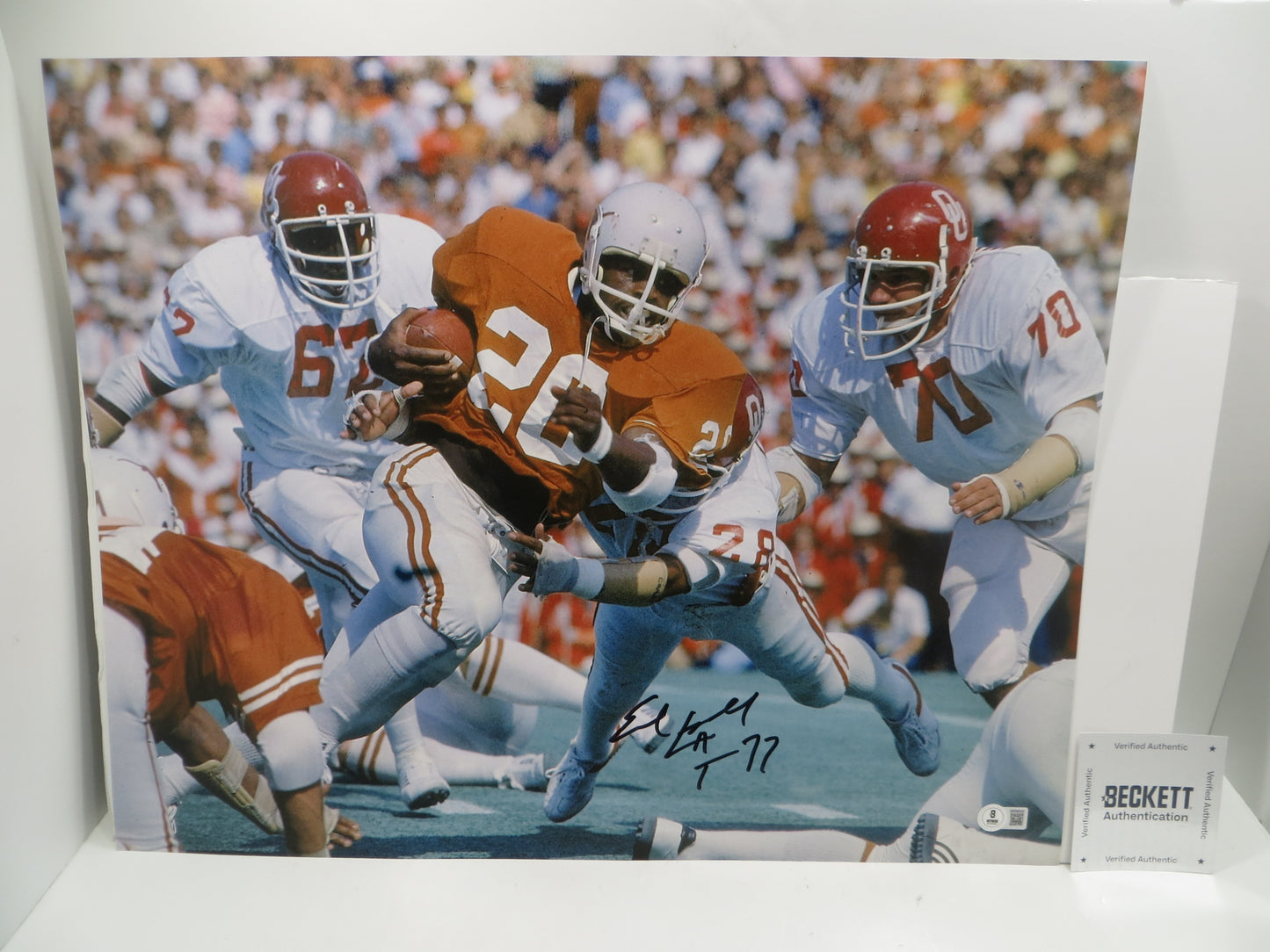 EARL CAMPBELL Texas Longhorns SIGNED 16x20 PHOTO w/HT 77 Houston Oilers BAS