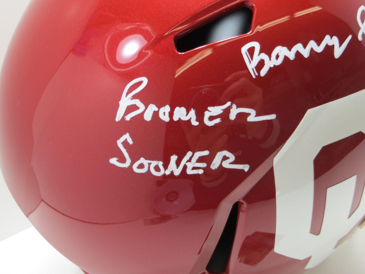 BARRY SWITZER SIGNED OKLAHOMA OU SOONERS FULL SIZE HELMET w/INSC Cowboys BAS