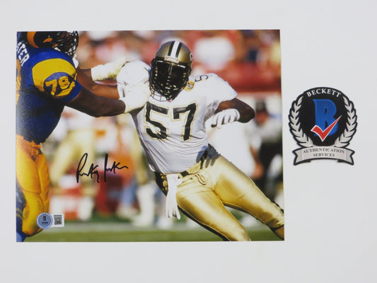RICKEY JACKSON NEW ORLEANS SAINTS SIGNED 8x10 PHOTO vs RAMS Pitt Panthers BAS