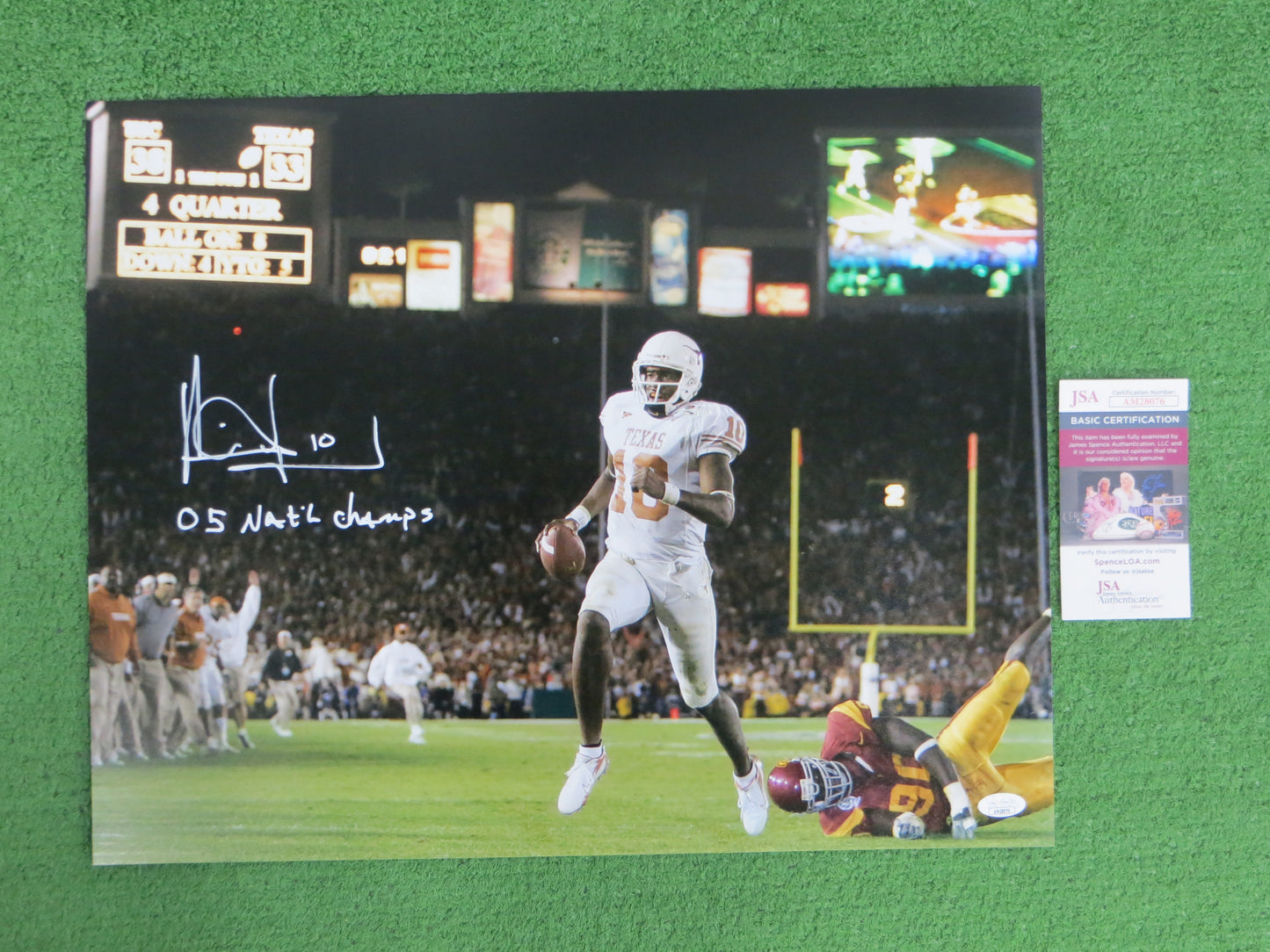 VINCE YOUNG TEXAS LONGHORNS SIGNED 16x20 PHOTO w/INSC JSA COA