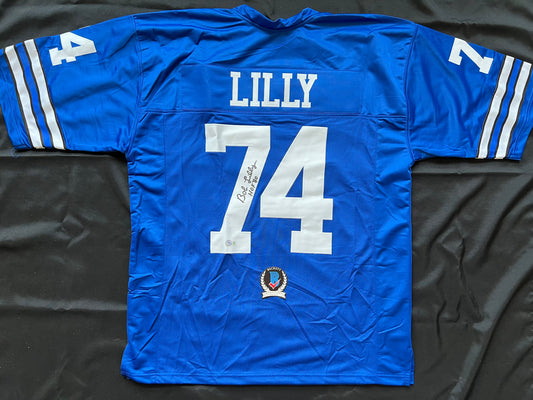 BOB LILLY SIGNED BLUE JERSEY Size 3XL Dallas Cowboys w/HOF 80 BAS COA