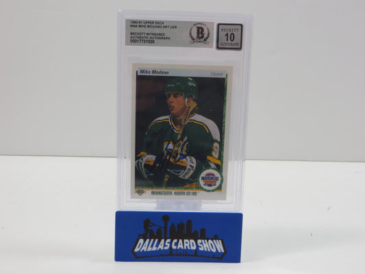 MIKE MODANO SIGNED 1990-91 Upper Deck All Rookie UER #346 BAS BGS SLAB AUTO 10