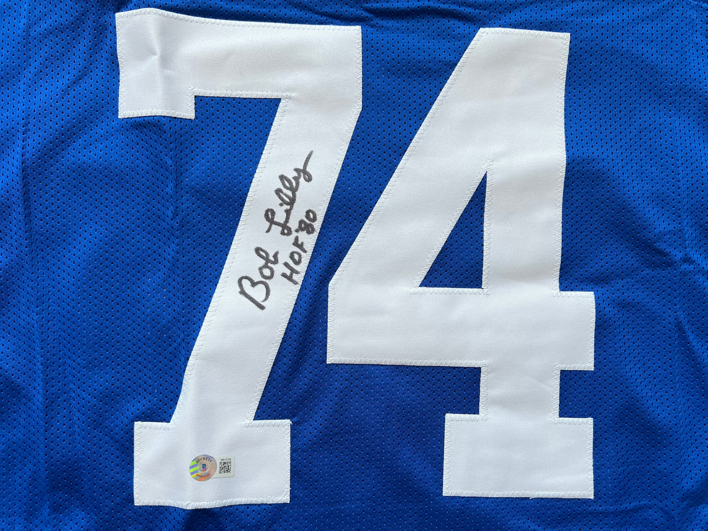 BOB LILLY SIGNED BLUE JERSEY Size 3XL Dallas Cowboys w/HOF 80 BAS COA