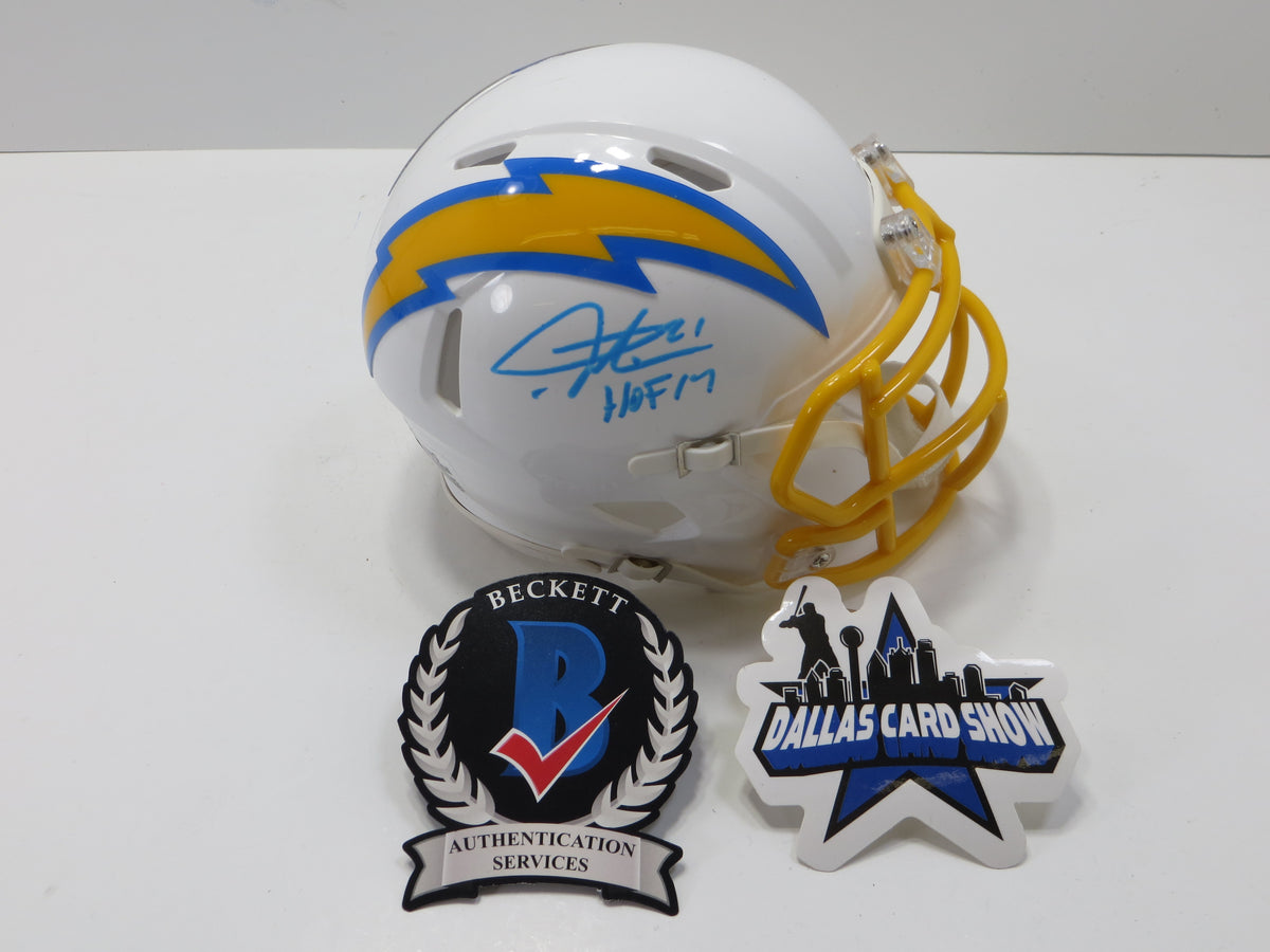 LaDAINIAN TOMLINSON CHARGERS SIGNED Powder Blue MINI HELMET wHOF17 TCU BAS
