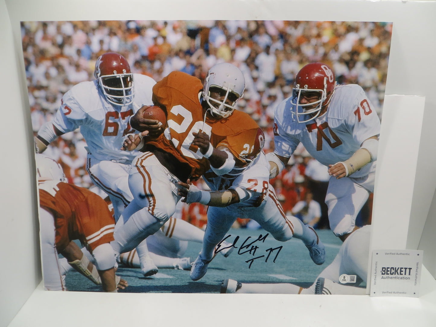 EARL CAMPBELL Texas Longhorns SIGNED 16x20 PHOTO w/HT 77 Houston Oilers BAS