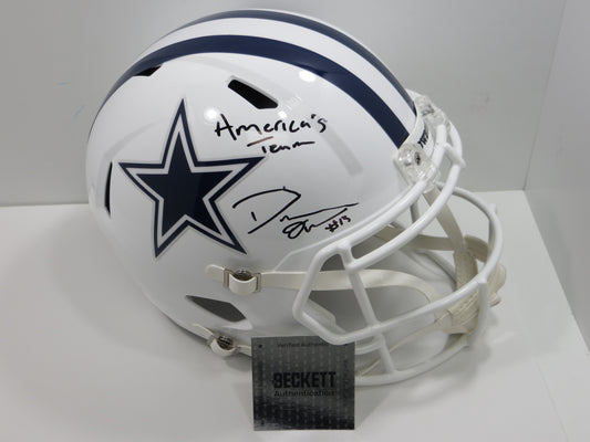DeMARVION OVERSHOWN SIGNED DALLAS COWBOYS FULLSIZE ALT HELMET w/INSC BAS