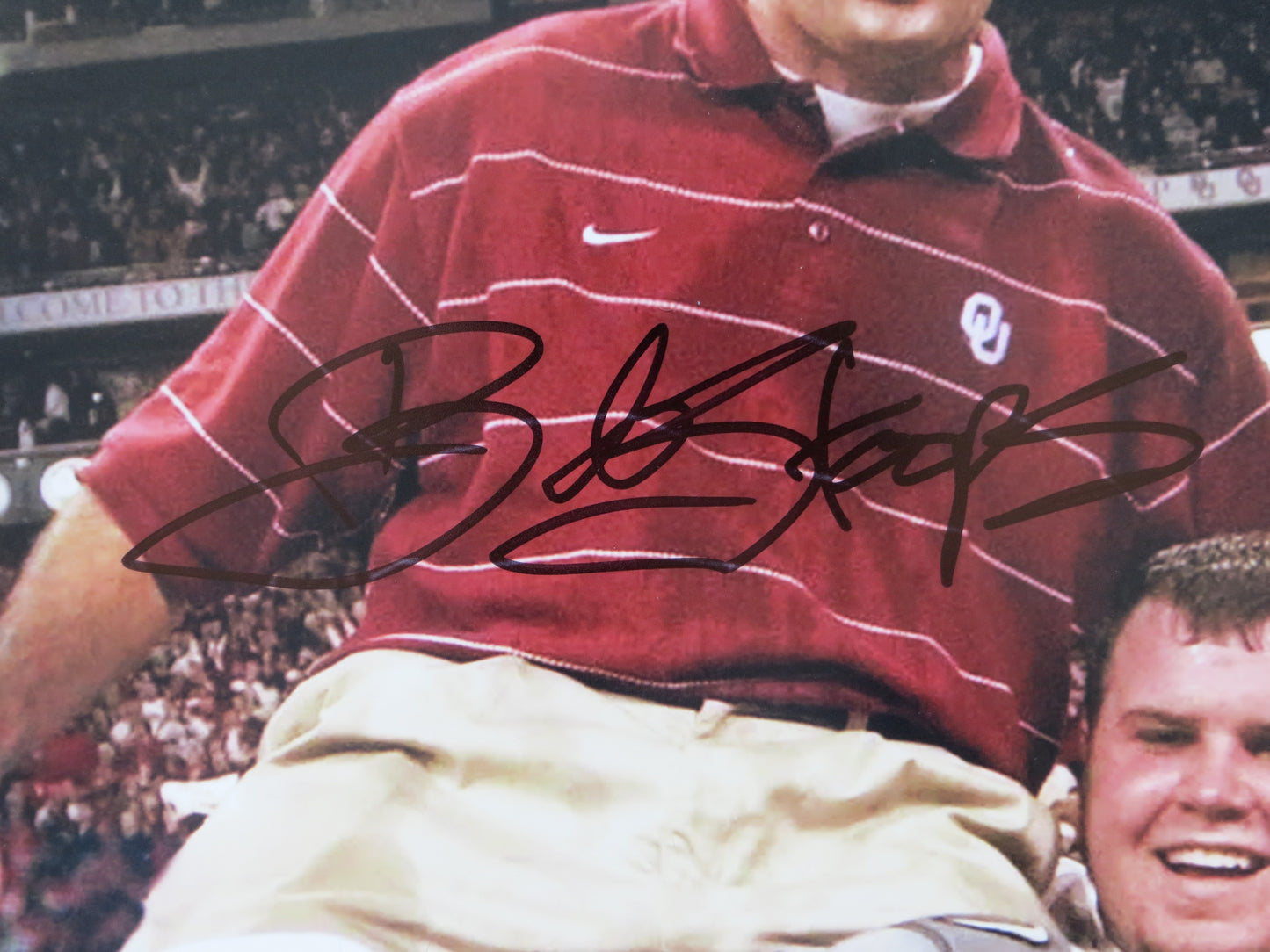 BARRY SWITZER BOB STOOPS OKLAHOMA OU SOONERS SIGNED COACHES 16x20 Champs BAS