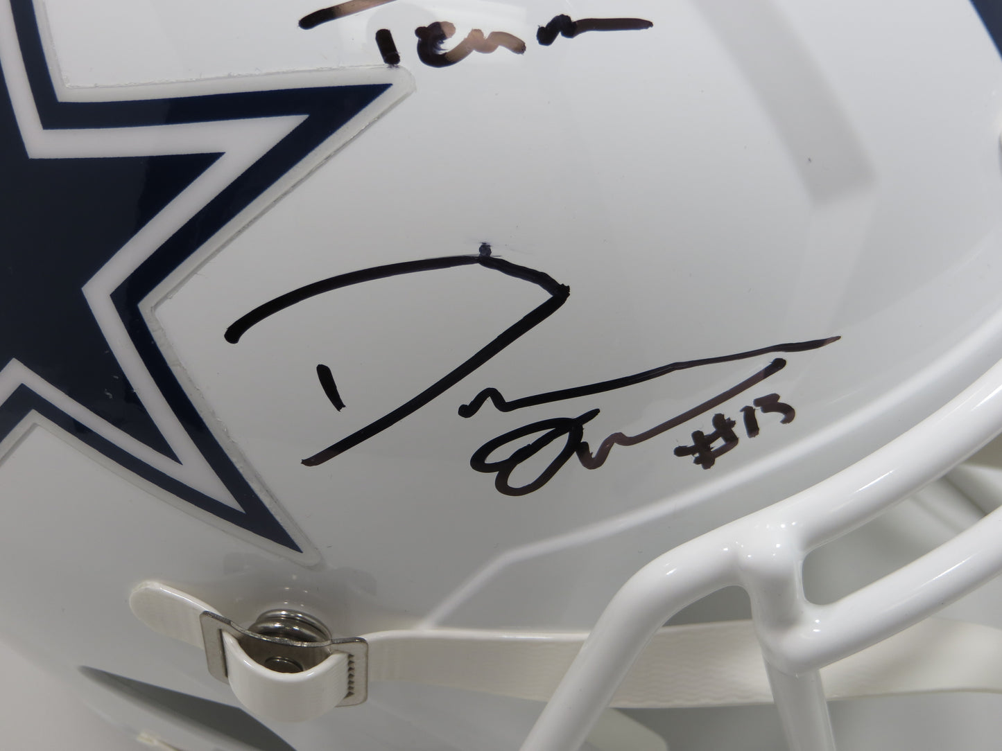 DeMARVION OVERSHOWN SIGNED DALLAS COWBOYS FULLSIZE ALT HELMET w/INSC BAS