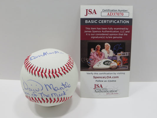 DAVID & DAN MANTLE SONS of MICKEY SIGNED BASEBALL w/Son of the Mick Yankees JSA