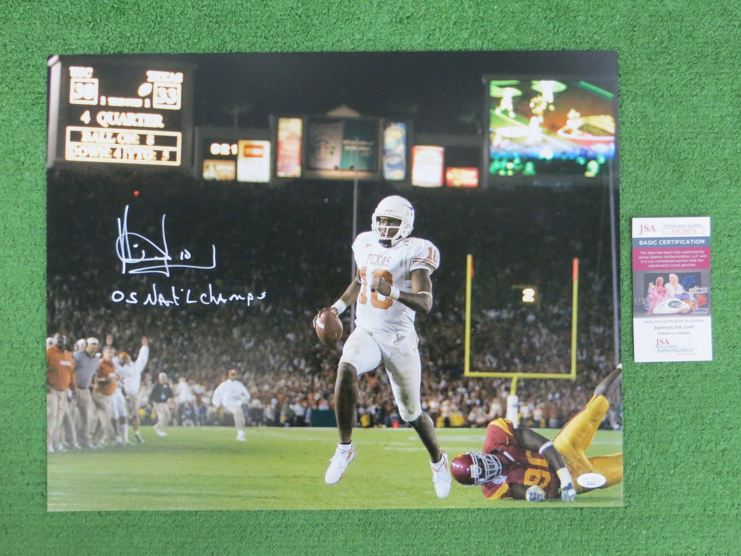 VINCE YOUNG TEXAS LONGHORNS SIGNED 16x20 PHOTO w/INSC JSA COA