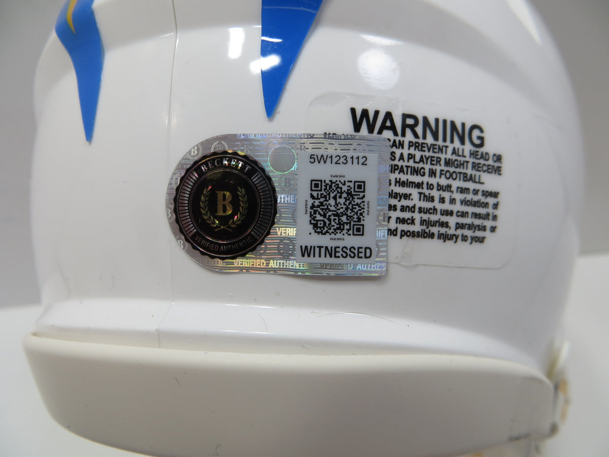 LaDAINIAN TOMLINSON CHARGERS SIGNED Powder Blue MINI HELMET wHOF17 TCU BAS