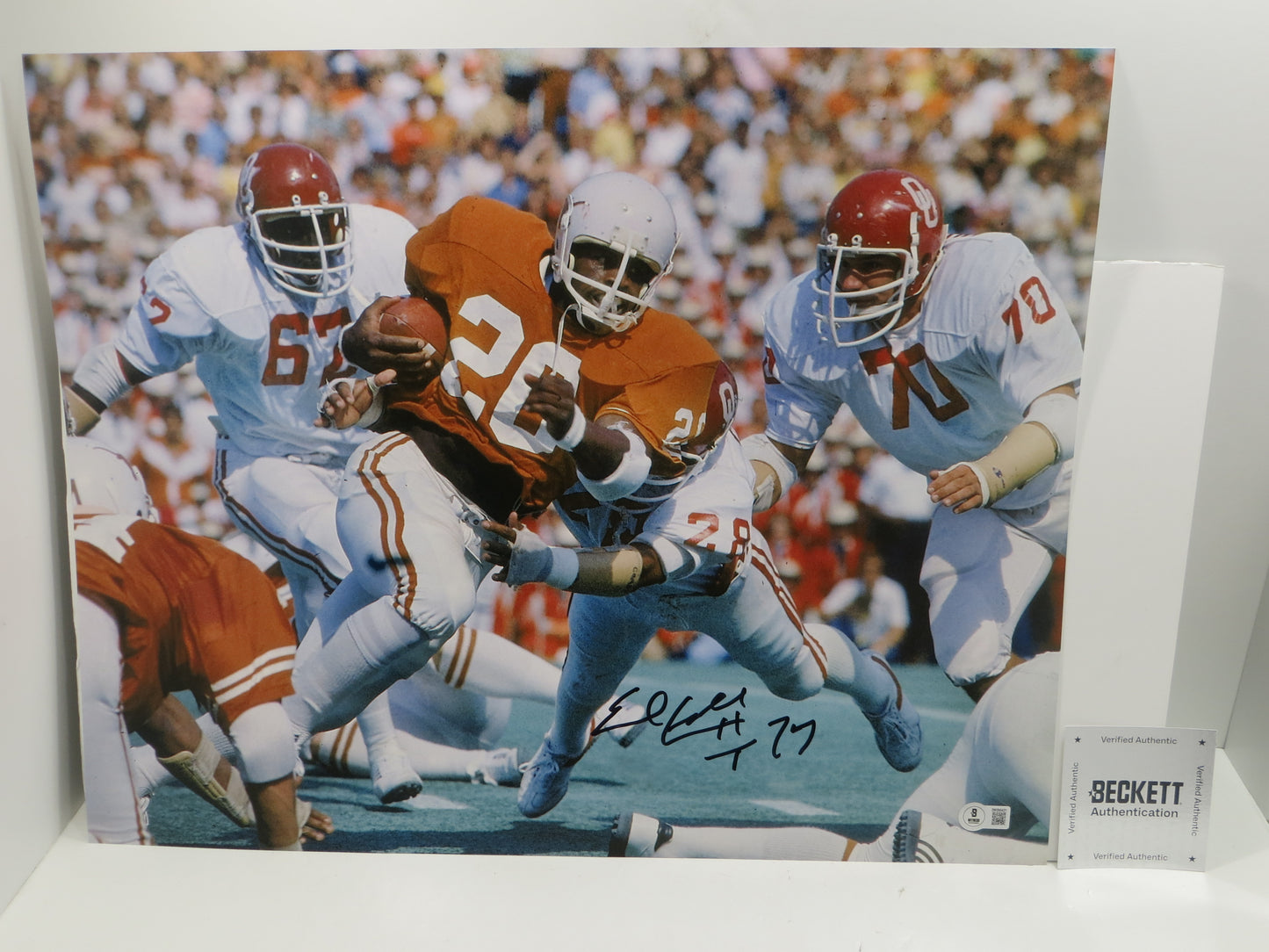 EARL CAMPBELL Texas Longhorns SIGNED 16x20 PHOTO w/HT 77 Houston Oilers BAS