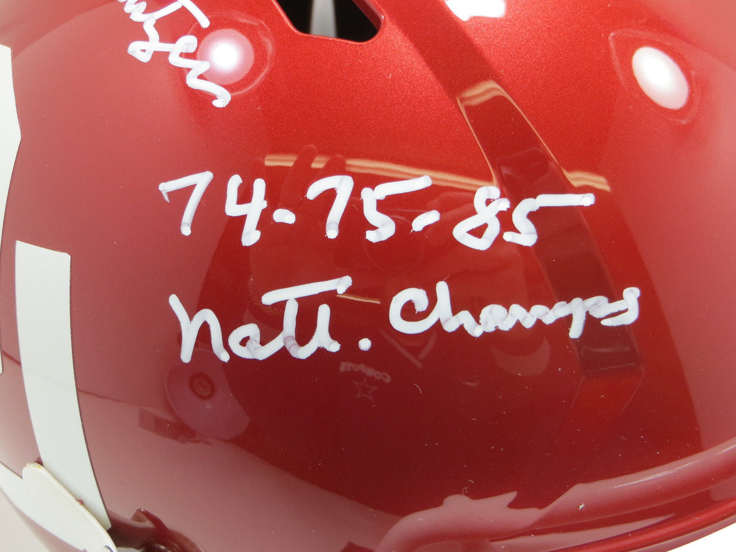 BARRY SWITZER SIGNED OKLAHOMA OU SOONERS FULL SIZE HELMET w/INSC Cowboys BAS