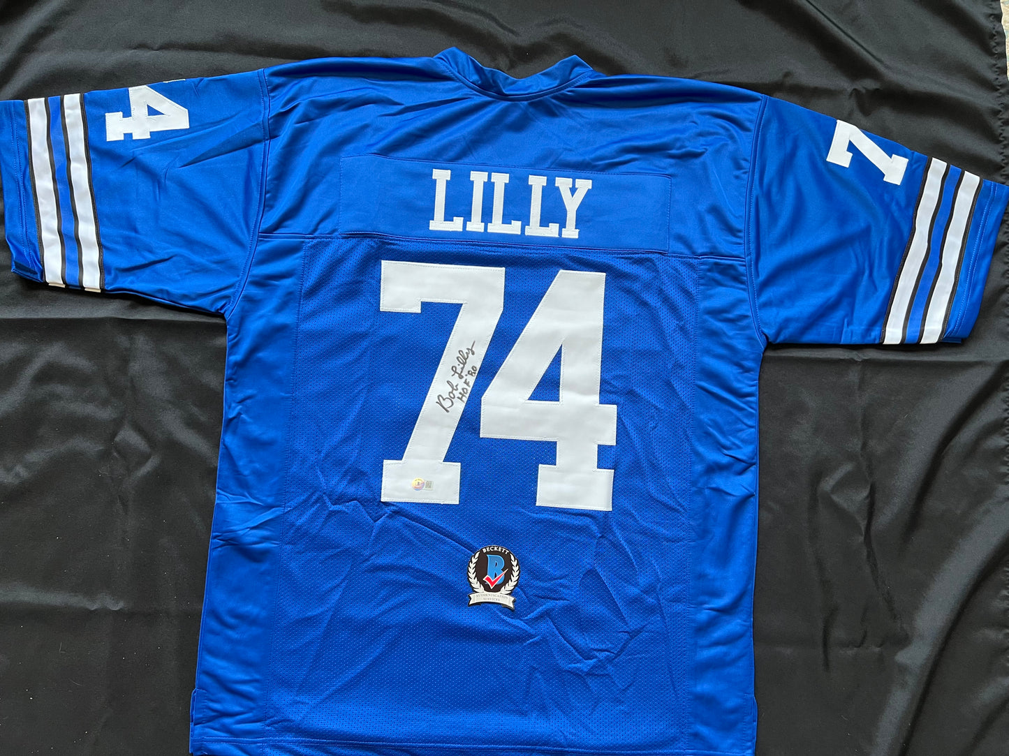 BOB LILLY SIGNED BLUE JERSEY Size 3XL Dallas Cowboys w/HOF 80 BAS COA