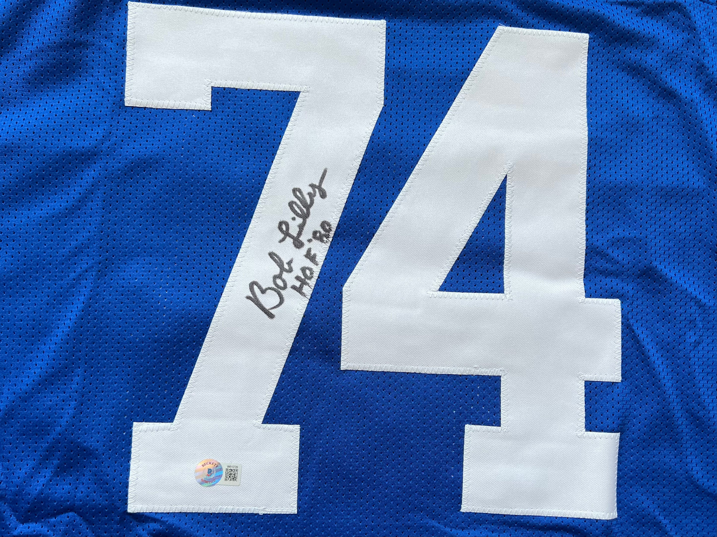 BOB LILLY SIGNED BLUE JERSEY Size 3XL Dallas Cowboys w/HOF 80 BAS COA