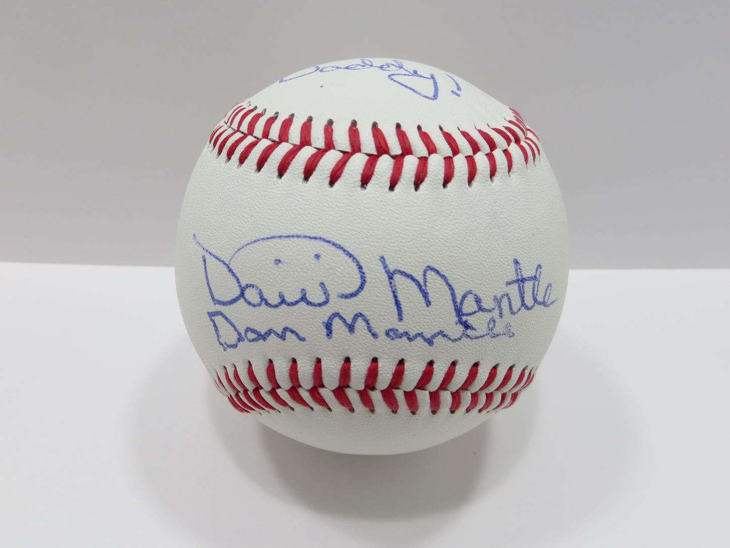 DAVID & DAN MANTLE SONS of MICKEY SIGNED BASEBALL w/Who'sYourDaddy! Yankees JSA
