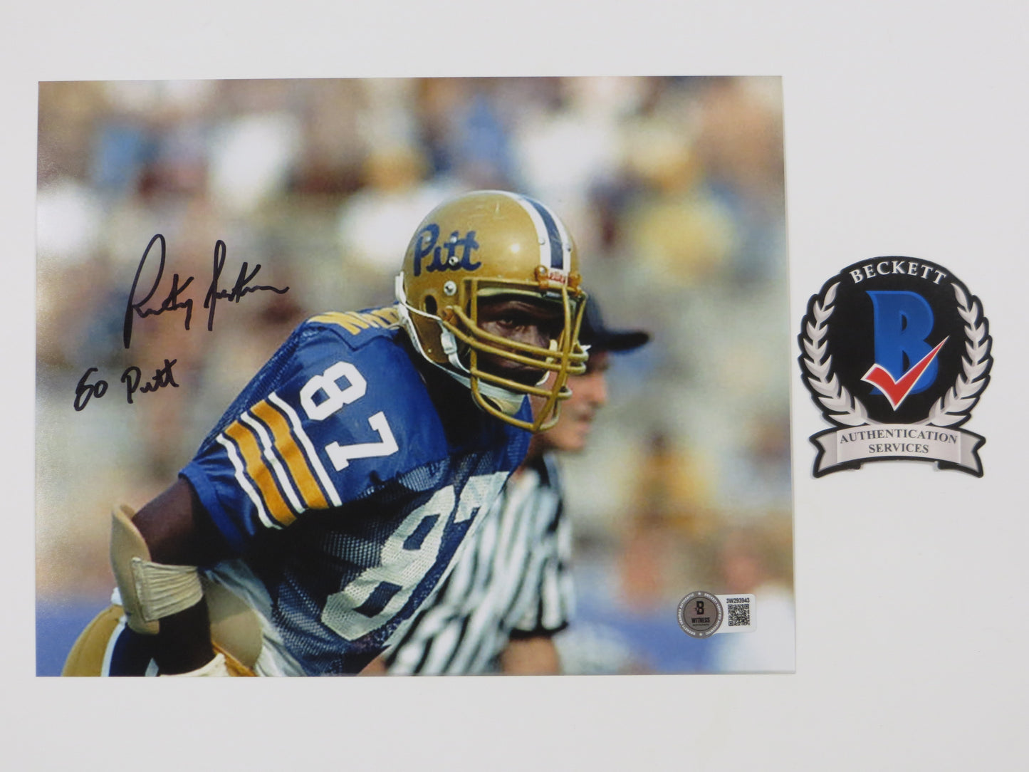 RICKEY JACKSON PITT PANTHERS SIGNED 8x10 PHOTO New Orleans Saints w/Go Pitt BAS