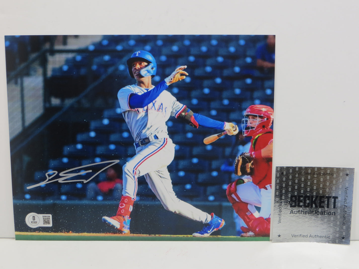 SEBASTIAN WALCOTT TEXAS RANGERS SIGNED 8X10 PHOTO BAS COA