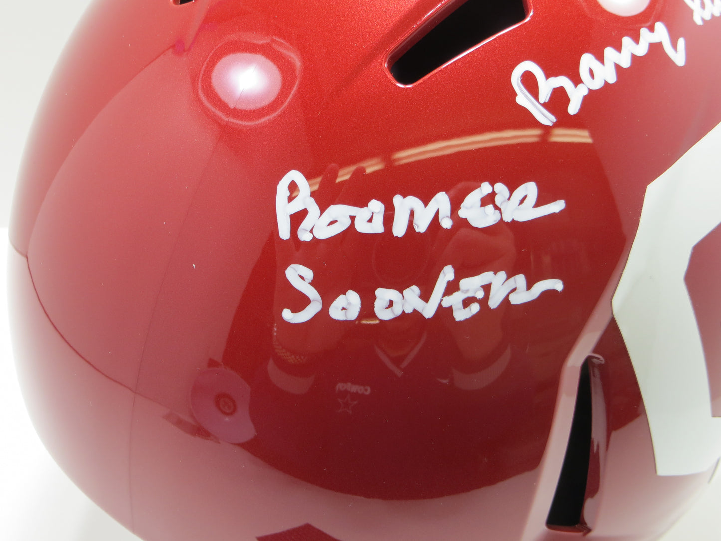 BARRY SWITZER SIGNED OKLAHOMA OU SOONERS FULL SIZE HELMET w/INSC Cowboys BAS
