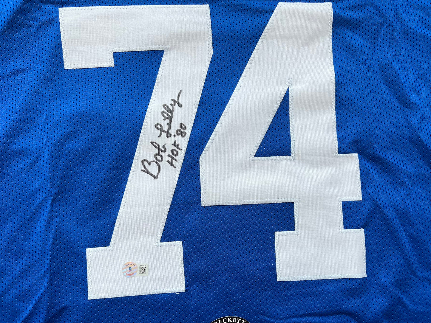 BOB LILLY SIGNED BLUE JERSEY Size 3XL Dallas Cowboys w/HOF 80 BAS COA