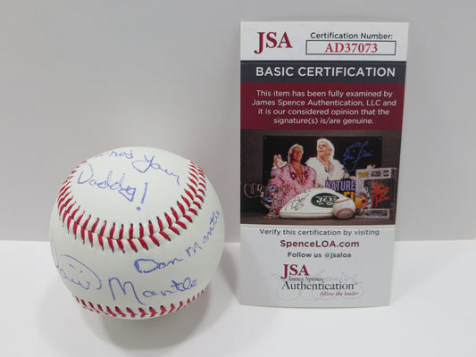 DAVID & DAN MANTLE SONS of MICKEY SIGNED BASEBALL w/Who'sYourDaddy! Yankees JSA